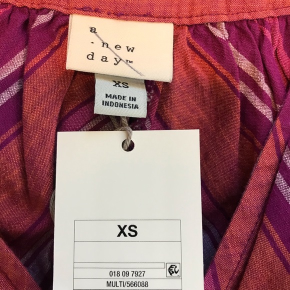 NEW A New Day Striped Sun Dress Midi Purple XS - Picture 7 of 7